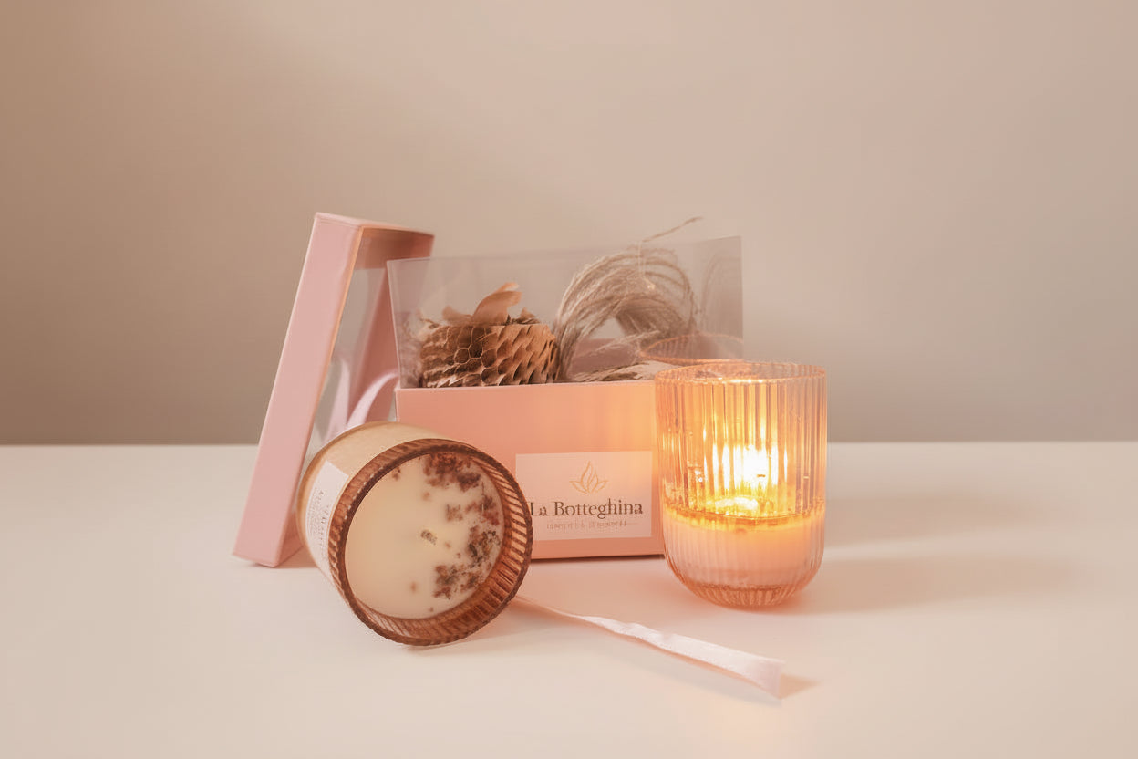 Essenziali Pink – Candela Profumata Vetro Rosa